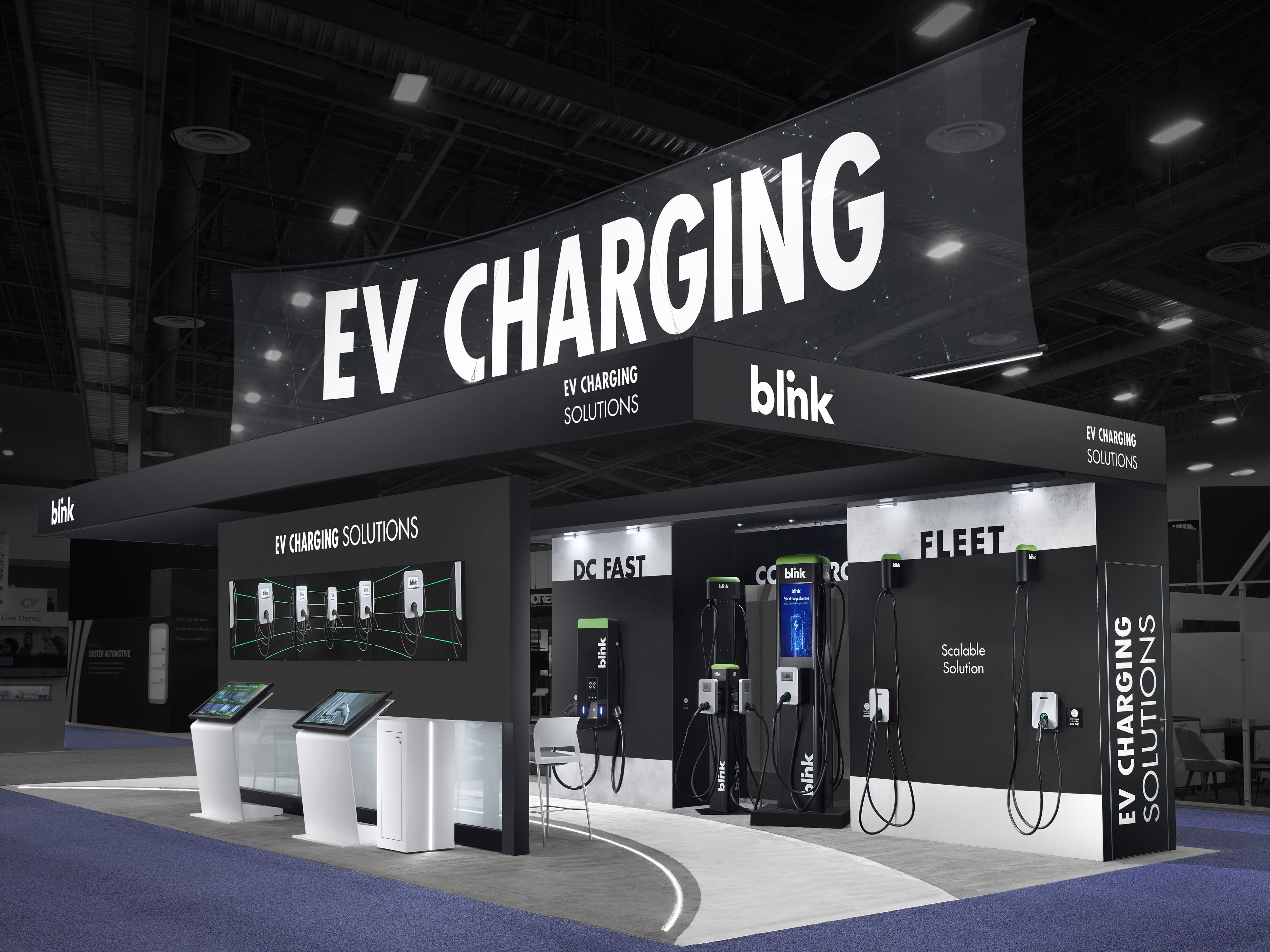 20x40 custom CES trade show booth featuring integrated technology modulesead branding