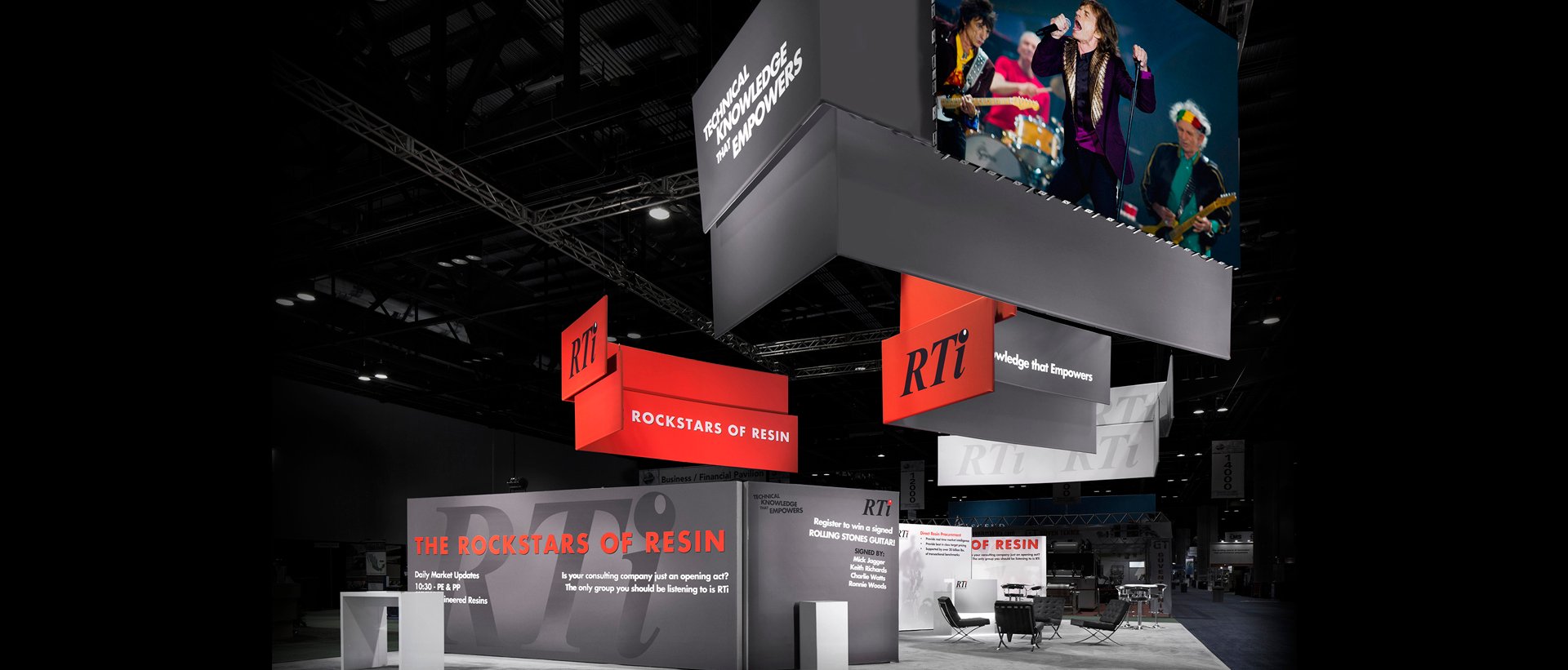 40x60 large-scale ResinTech exhibit design at NPE showcasing technical demonstrations and modern booth architecture