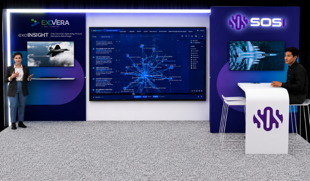 SOSi modular inline exhibit design optimized for compact trade show footprints and efficient event execution