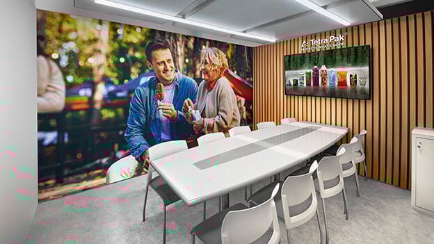 Trade show booth conference room for Tetra Pak at Pack Expo