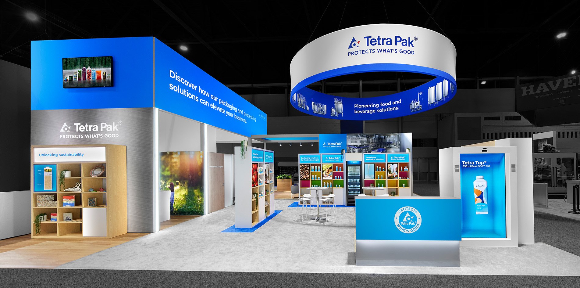 Tetra Pak trade show booth exhibit at Pack Expo packaging event