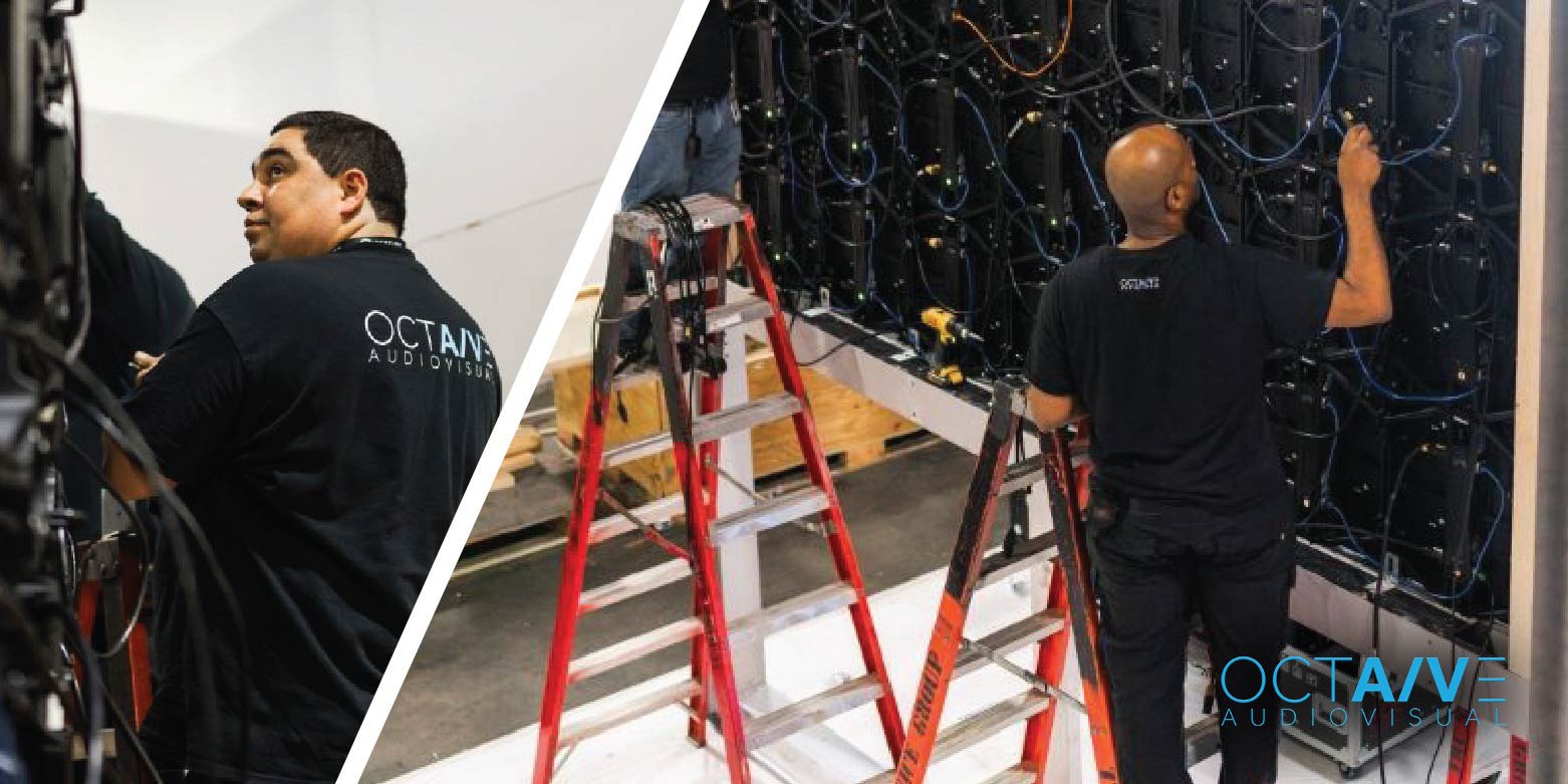 Trade show tech installations with LED walls, projection mapping, and touchscreen gaming experiences in custom exhibit booths. Trade show tech installations with LED walls, projection mapping, and touchscreen gaming experiences in custom exhibit booths.